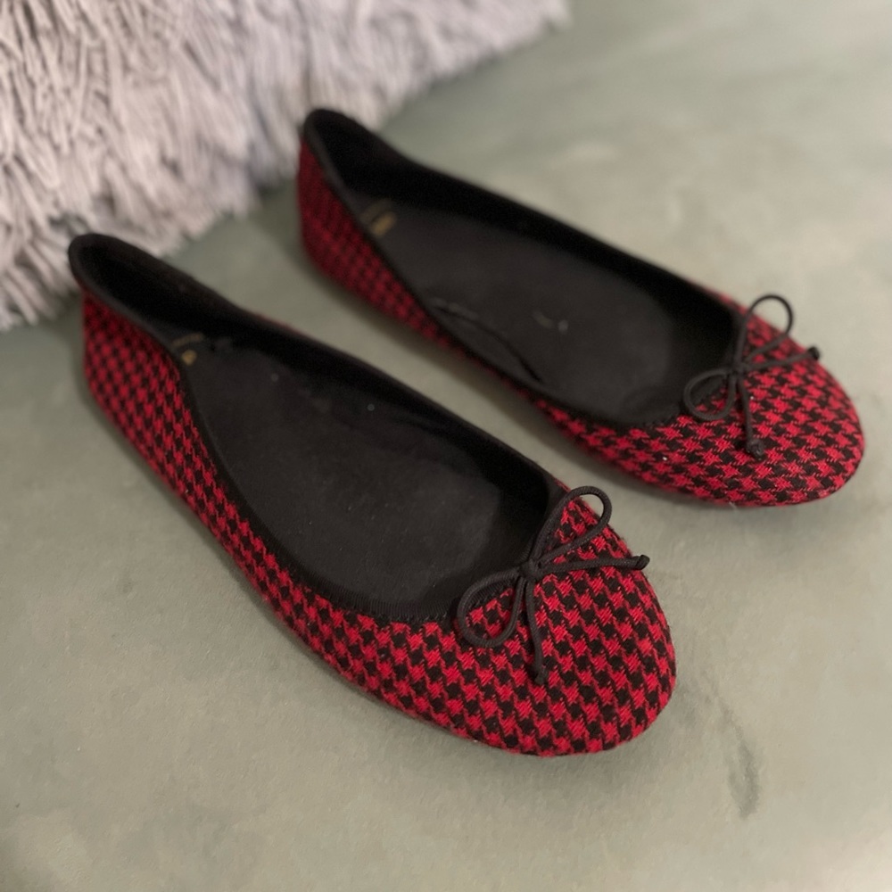Red gingham flats